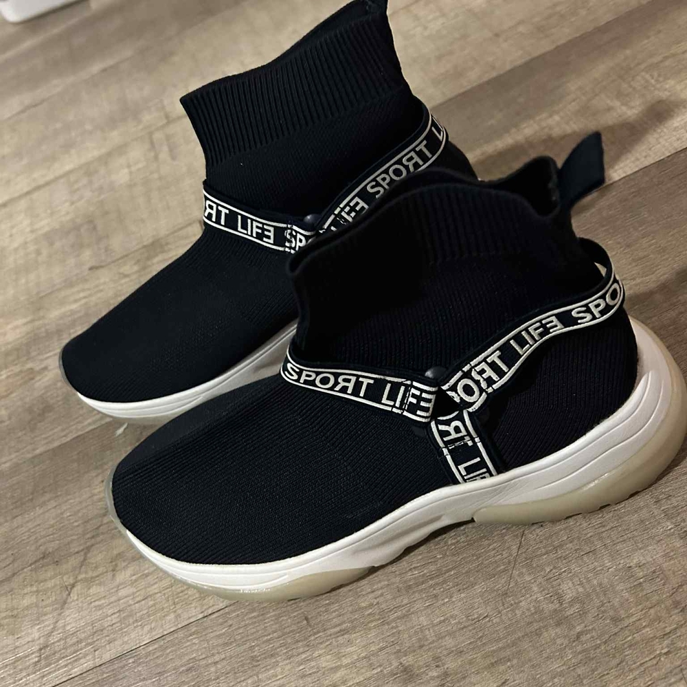 Zara Girl's Black Sock Sneakers with Sport Life Strap